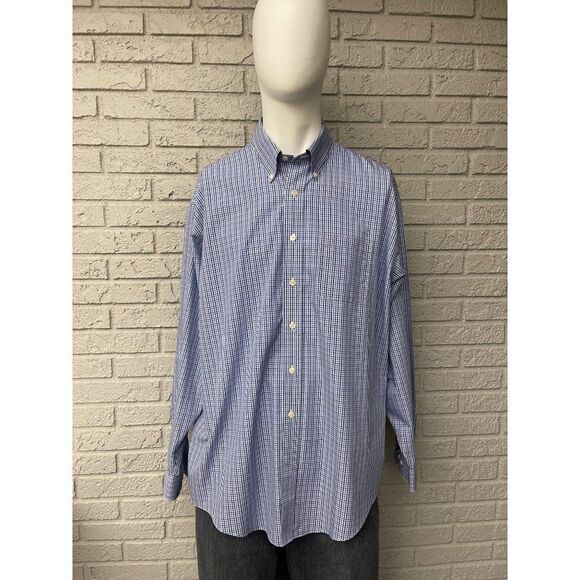 Brooks Brothers Blue Plaid Long Sleeve Button Down Shirt Size XL - Picture 1 of 8